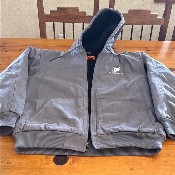 Cornerstone Washed Duck Cloth Insulated Hooded Work Jacket, Metal Grey - Picture 3 of 11